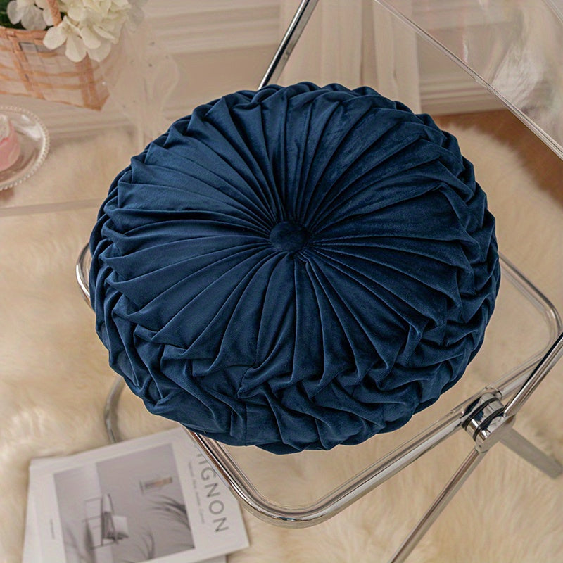 CitrouVelours - Coussin rond en velours doux pour salon et bureau