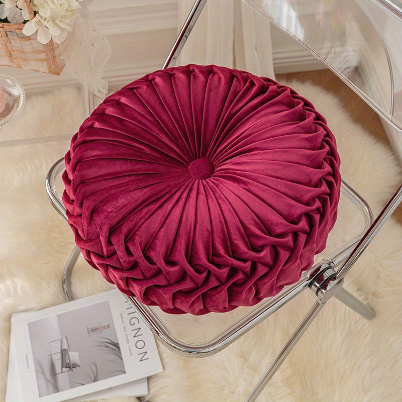 CitrouVelours - Coussin rond en velours doux pour salon et bureau