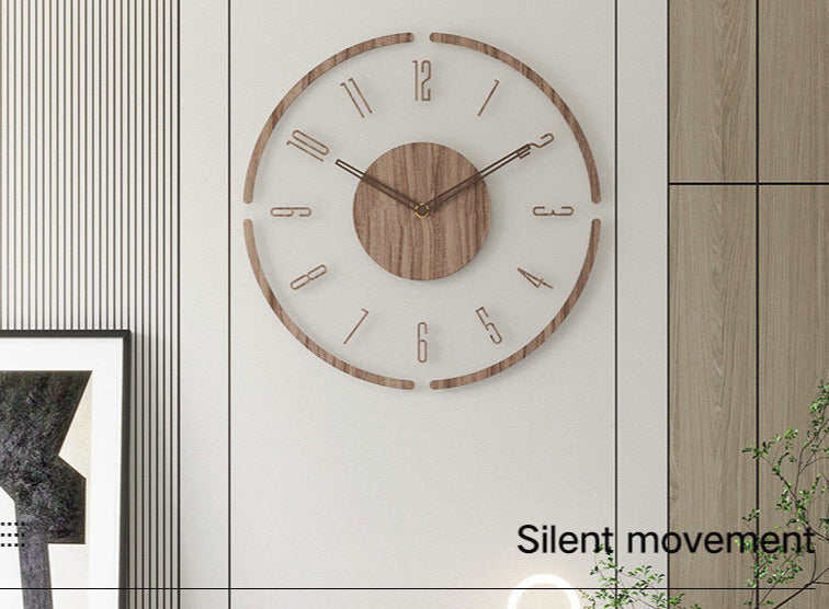 TimeWood - Horloge murale en bois massif au style nordique de 14 pouces