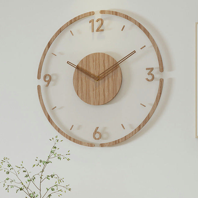 TimeWood - Horloge murale en bois massif au style nordique de 14 pouces