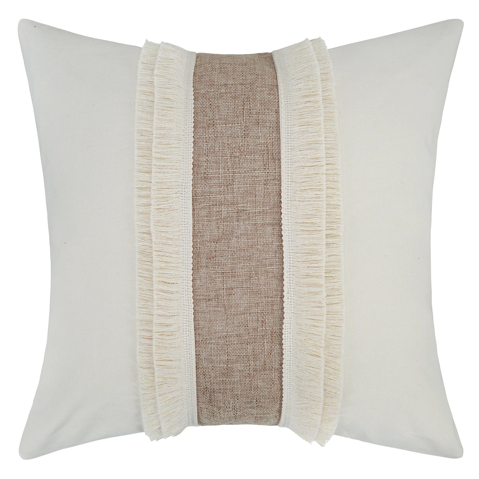 GeoBoho - Housse de Coussin Beige avec Motif Géométrique pour Déco Maison