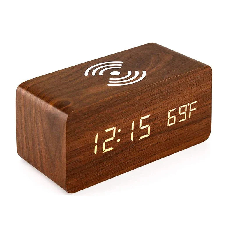 EcoTime – Horloge LED en bois avec affichage de la température