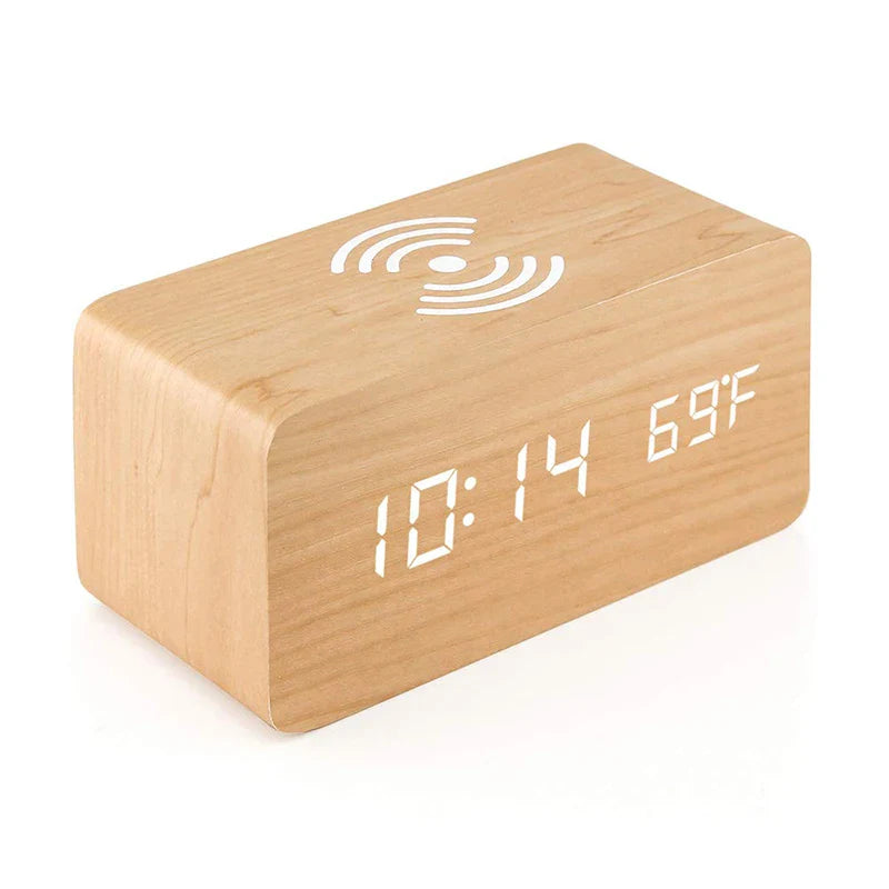 EcoTime – Horloge LED en bois avec affichage de la température