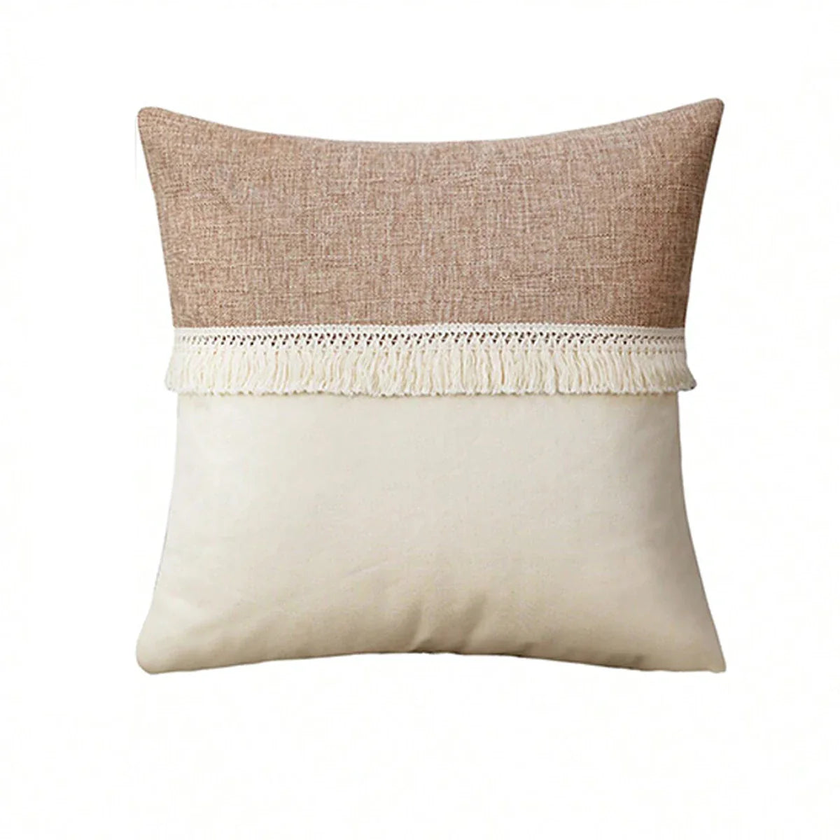 GeoBoho - Housse de Coussin Beige avec Motif Géométrique pour Déco Maison