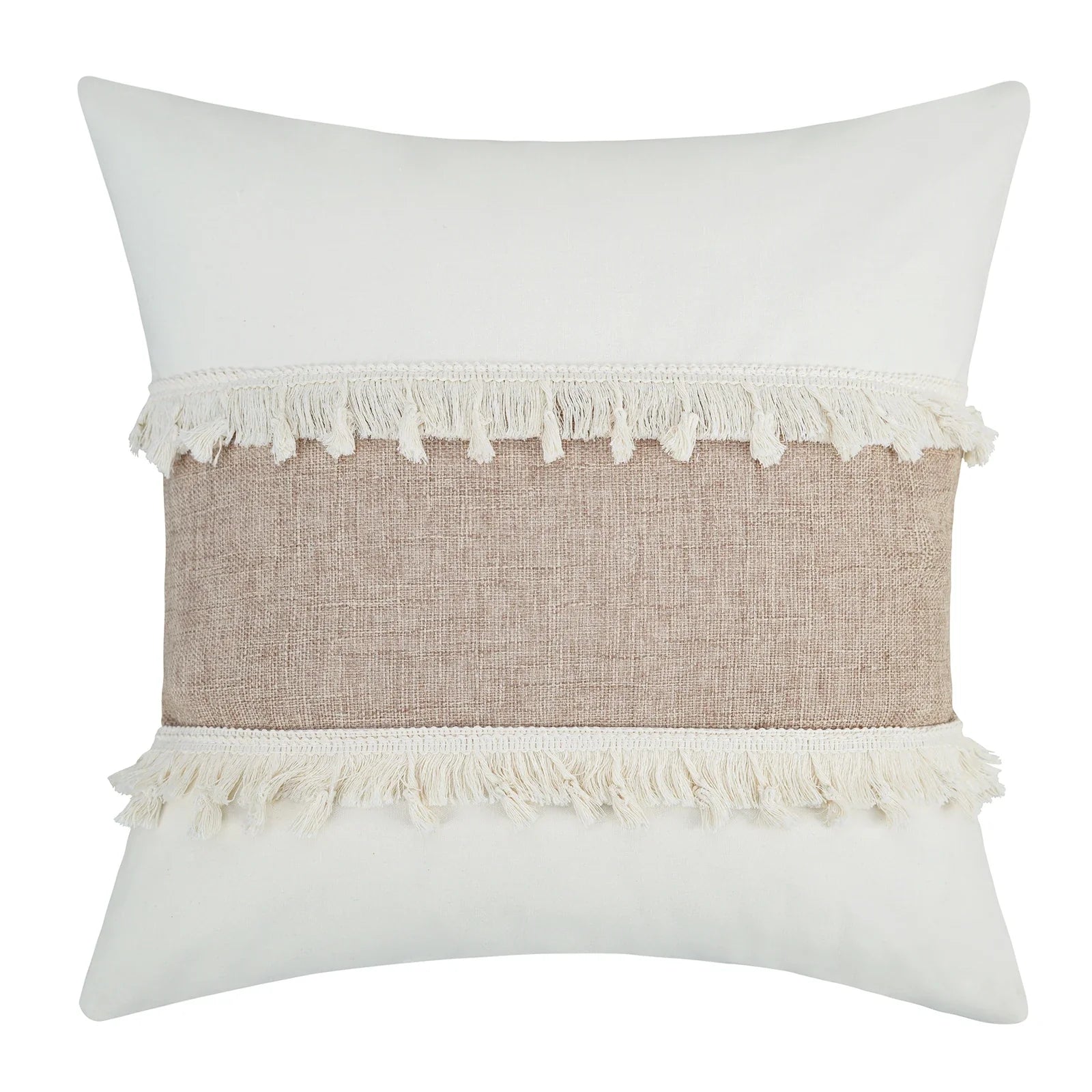 GeoBoho - Housse de Coussin Beige avec Motif Géométrique pour Déco Maison