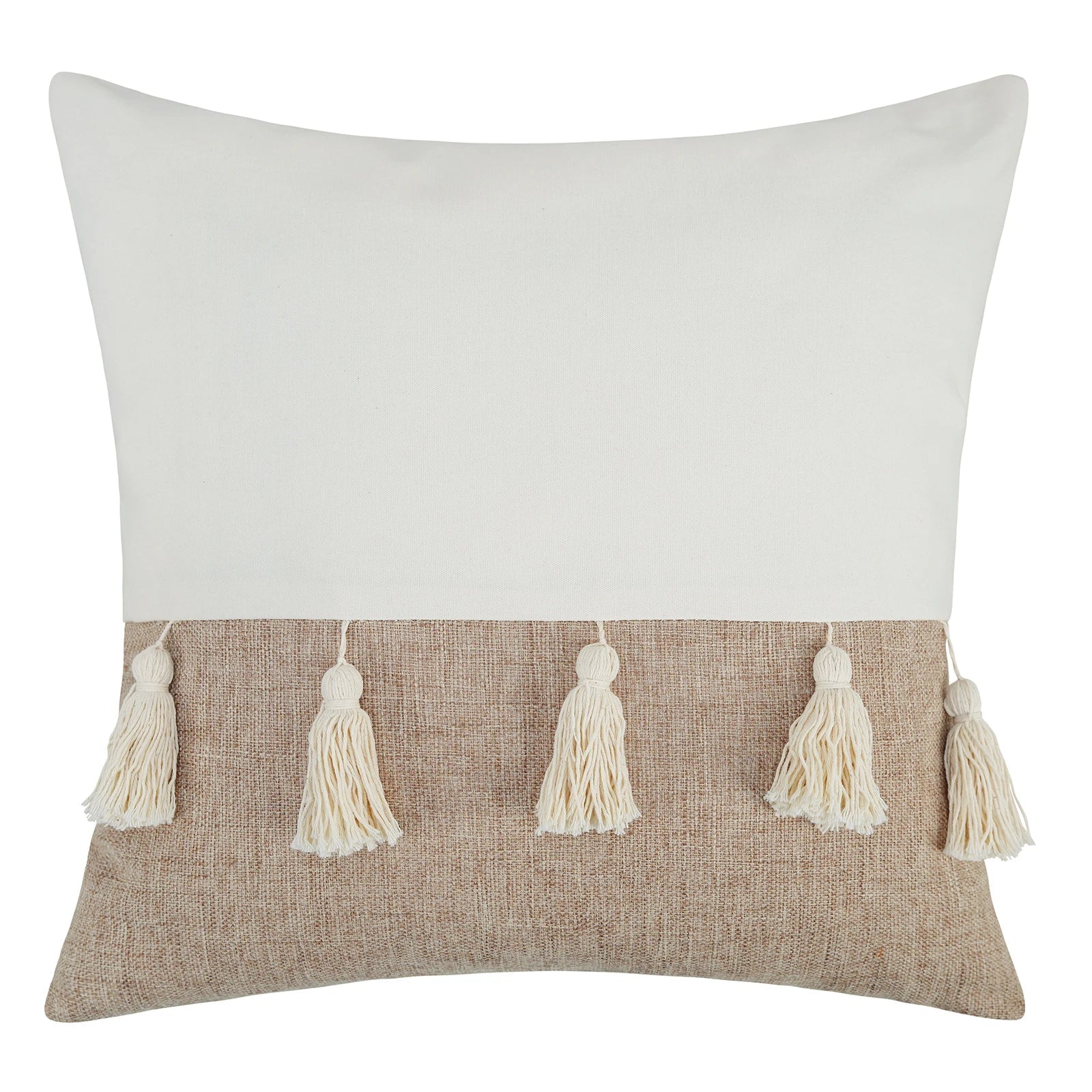 GeoBoho - Housse de Coussin Beige avec Motif Géométrique pour Déco Maison