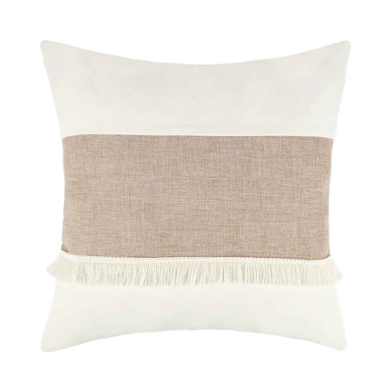 GeoBoho - Housse de Coussin Beige avec Motif Géométrique pour Déco Maison