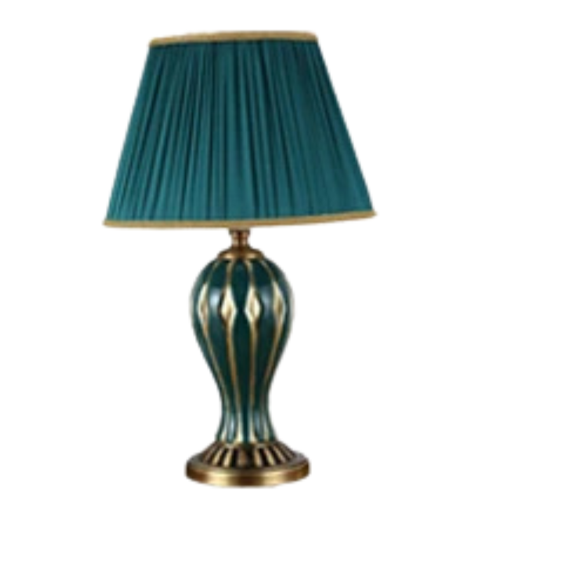 AntiqueGlow - Lampe de Bureau Céramique Bleue Peinte à la Main pour Salon