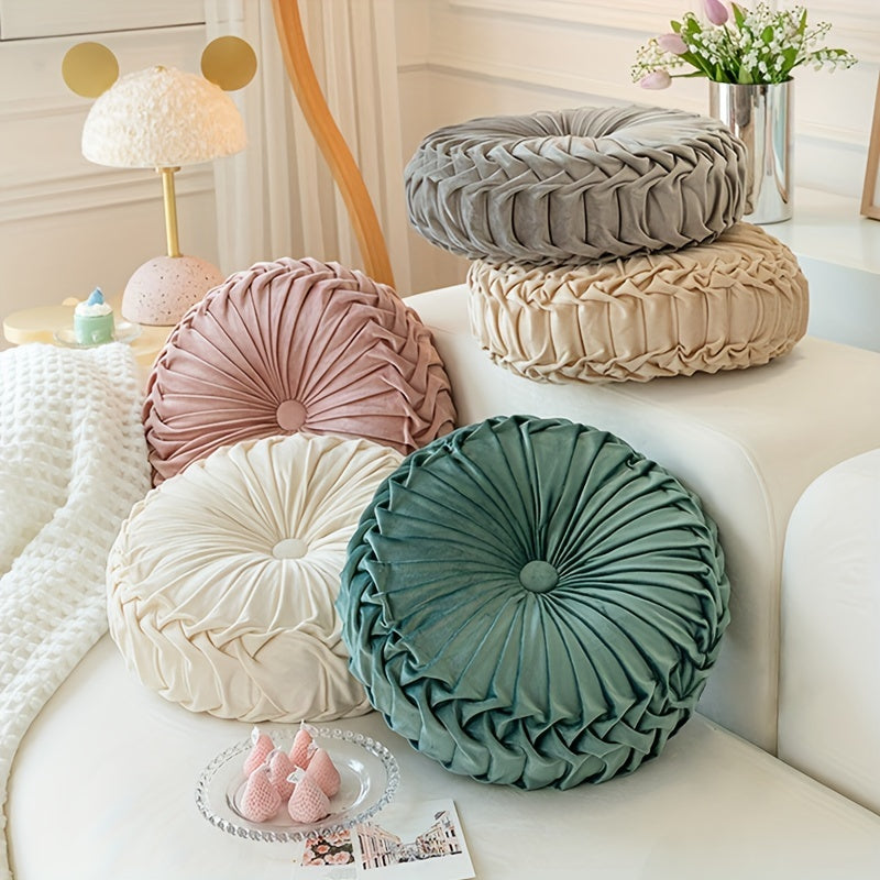 CitrouVelours - Coussin rond en velours doux pour salon et bureau