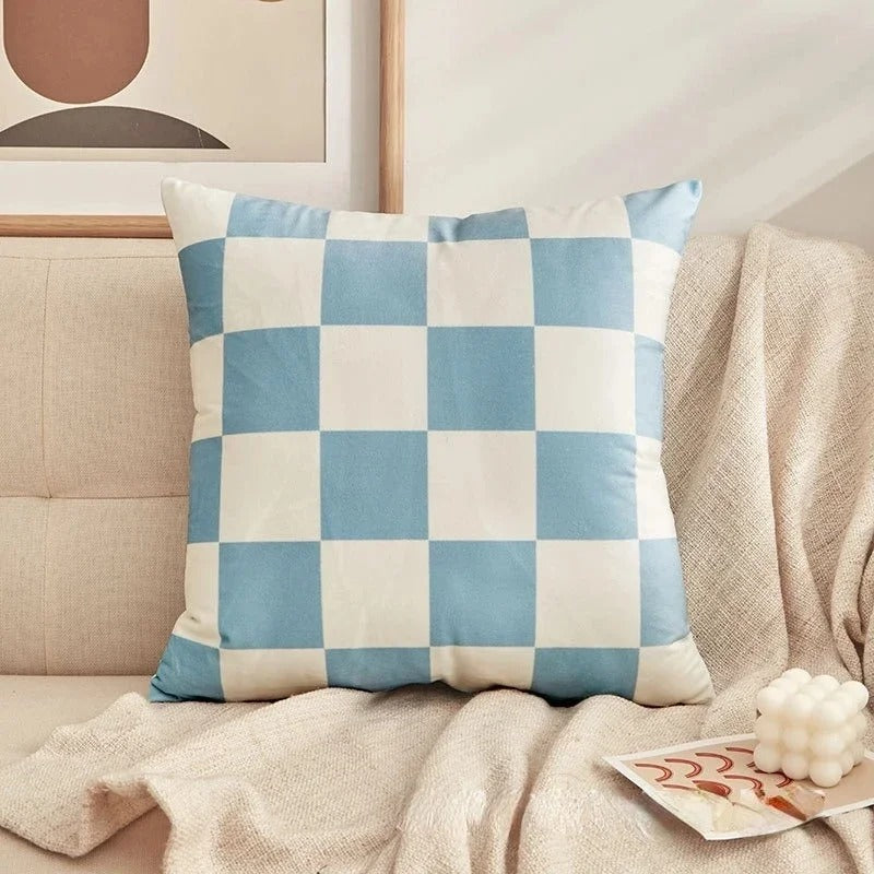 Housse de Coussin à Carreaux Checkerboard Mode – Décoration Rétro pour Chaque Espace