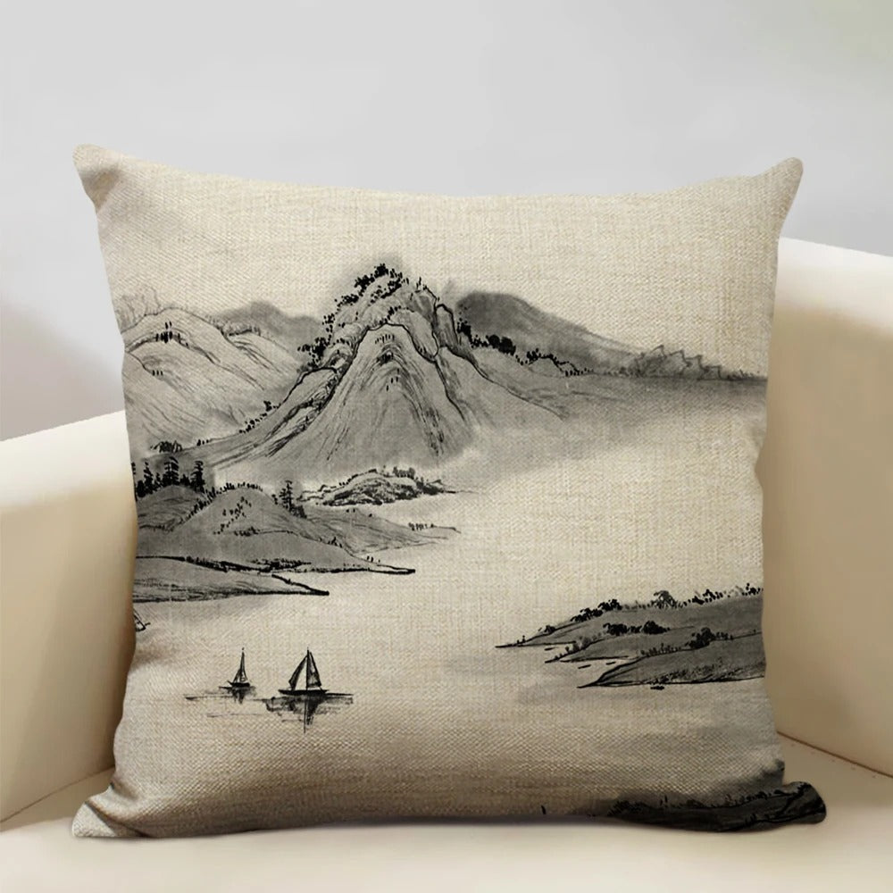 Housse de Coussin Mont Fuji Japonaise – Art Ukiyo-e Rétro pour Votre Maison