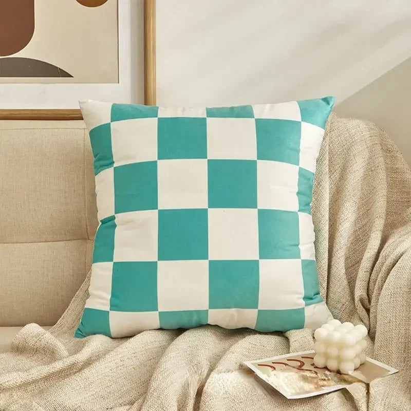 Housse de Coussin à Carreaux Checkerboard Mode – Décoration Rétro pour Chaque Espace